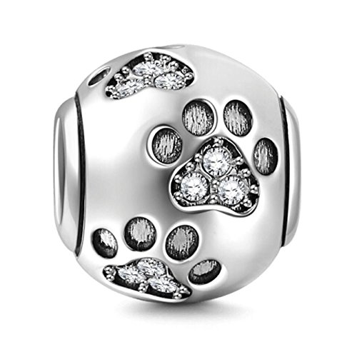 Charm in argento Sterling 925 a forma di zampa di cucciolo, ideale per un regalo di compleanno, compatibile con bracciali Pandora White