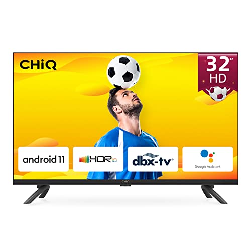 CHiQ L32G7LX,TV 32 Pollici Smart TV (80 cm), 2022 TV con Android 11, Frameless TV, Netflix, Prime Video, Youtube, HDR10, 2.4 5G Wi-Fi, Bluetooth5.0, Chromecast, Google Assistant, DVB-T T2 S2