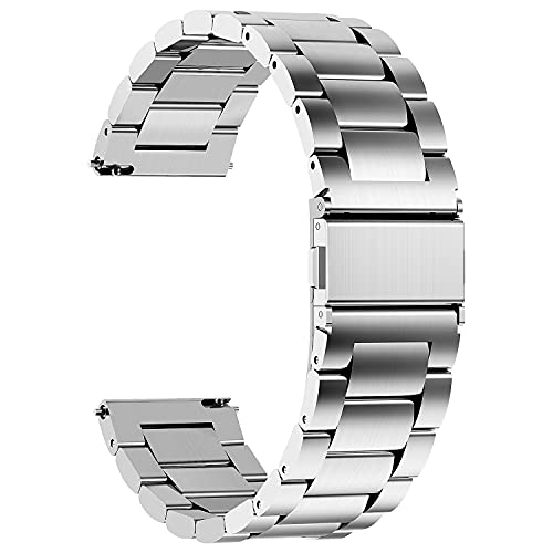 Cinturino 24mm per Orologio e Smartwatch, Fullmosa Cinturini in Acciaio Inossidabile, Compatible con Suunto 9, Suunto 7, Tissot Chronograph, Casio g shock ga2100, Argento