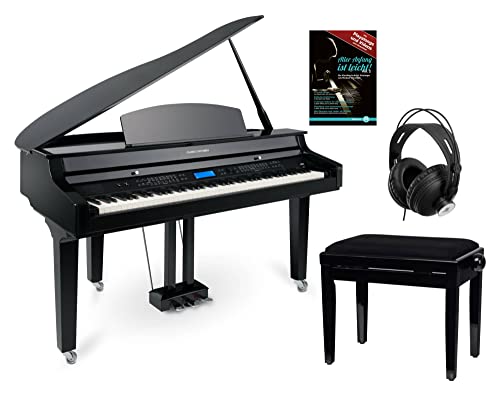 Classic Cantabile GP-A 810 Pianoforte a Coda Digitale - 88 Tasti Tastiera Pesati - Pianola Musicale con USB, MIDI, 256 polifonia, 1200 voci, Bluetooth - Set con Panca e Cuffie - Nero Lucido