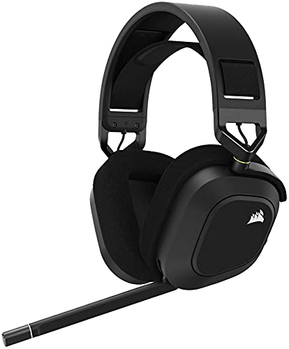Corsair HS80 RGB WIRELESS Gaming Headset Premium con Audio Dolby Atmos, Bassa Latenza, Microfono Omnidirezionale, Fino a 20 Ore Batteria, Compatibile Con PC Mac PS5 PS4, Carbon