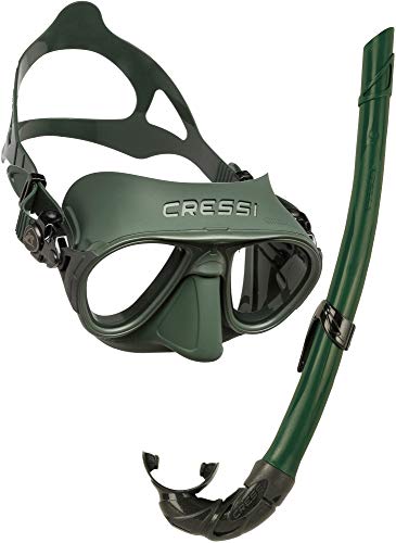 Cressi Combo Set Calibro & Corsica Maschera Sub Calibro e Snorkel Corsica, Unisex Adulto, Verde Verde, Taglia Unica