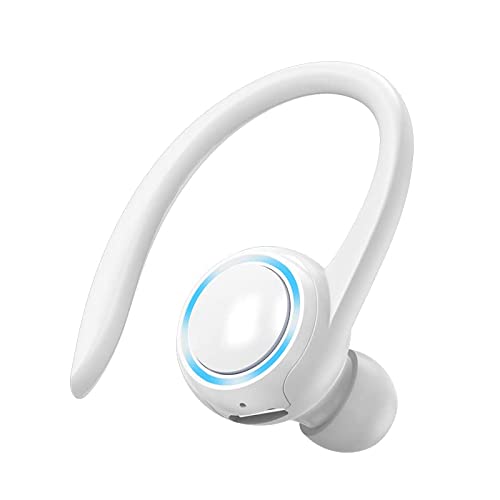 Cuffie Bluetooth Auricolari wireless con gancio per orecchio singolo con microfono Auricolari impermeabili Vivavoce Cellulari Auricolare per ufficio, sport, camionisti, guida (Bianco)