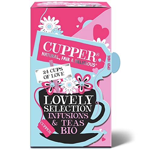 CUPPER Love Pack Biologico, Confezioni Regalo con Tè e Tisane Biologiche, Cofanetto con Filtri 100% Biodegradabili, Confezione da 24 Bustine