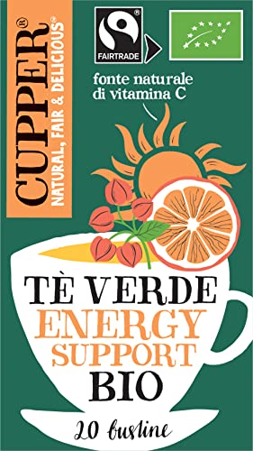 Cupper Tè Verde Energy Support Biologico Fairtrade con Arancia, Ac...