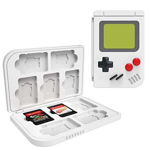 Custodia per Nintendo Switch, 20 in 1, per carte di gioco Nintendo Switch, portatile e sottile, in silicone, con 10 slot per carte da gioco e 10 slot per schede micro SD, colore bianco