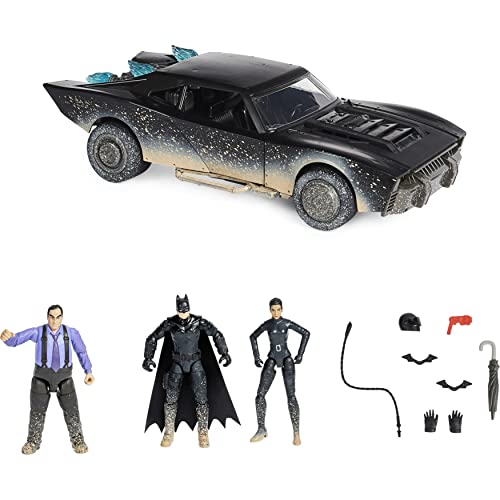 DC Comics, confezione Batman e Lt. Gordon, con 2 personaggi da 10 cm e auto della polizia, oggetto da collezione del film The Batman, giocattoli per bambini e bambine dai 3 anni in su