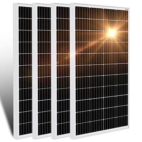 DCHOUSE Pannello solare monocristallino, 480 W, 12 V, ideale per camper, case da giardino, barca, alta efficienza, fotovoltaico mono (4 pezzi da 120 W)