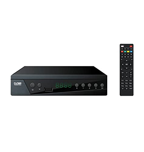 Decoder Digitale Terrestre TV DVB-T2 IPTV, H265, Full HD 1080p Ricevitore TV, USB PLAY, WIFI APP, HDMI, SCART, DVB-T2, Ethernet,Nero