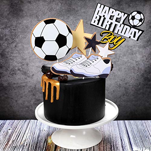 Decorazione per torta di calcio, decorazione per torta di compleanno, con pallone da calcio, decorazione per torta di compleanno, decorazione per torte di compleanno