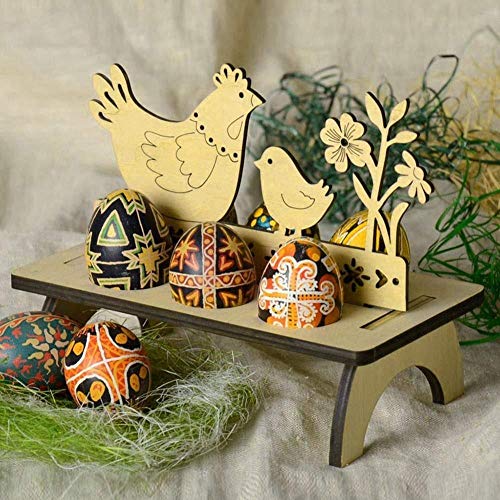 Decorazioni Pasquali Crea Scaffali Creativi in ​​Legno per Uova di Pasqua per Bambini Bunny Hen Pattern Carry Hold Eggs