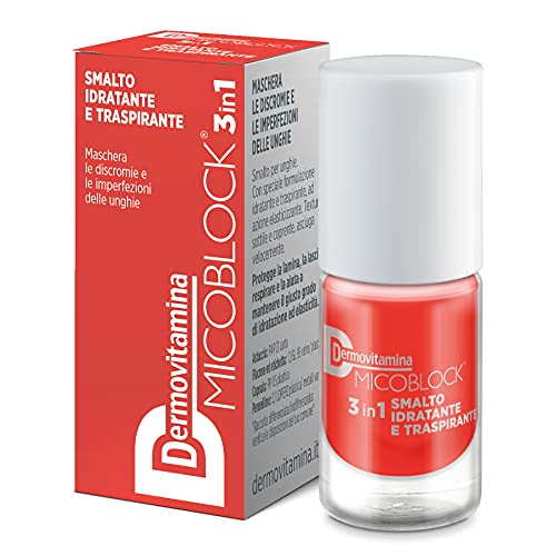 Dermovitamina Micoblock 3in1 Smalto Arancione Brillante 5 ml | Smalto ad asciugatura rapida per unghie danneggiate, con speciale formulazione idratante e traspirante, ad azione elasticizzante