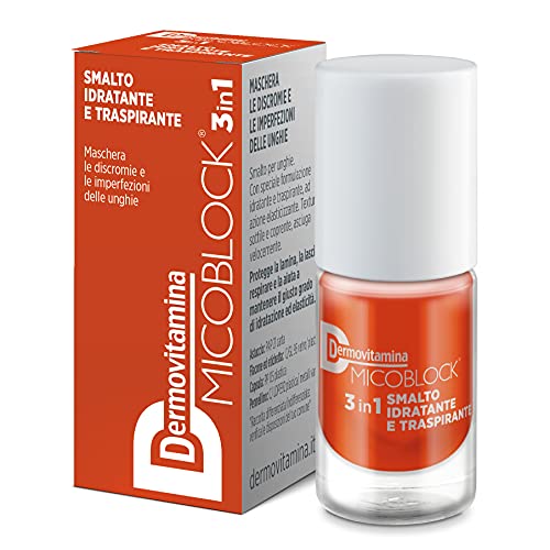 Dermovitamina Micoblock 3in1 Smalto Arancione Scuro 5 ml | Smalto ad asciugatura rapida per unghie danneggiate, con speciale formulazione idratante e traspirante, ad azione elasticizzante
