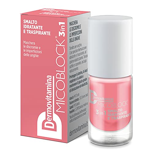 Dermovitamina Micoblock 3in1 Smalto Rosa 5 ml | Smalto ad asciugatura rapida per unghie danneggiate, con speciale formulazione idratante e traspirante, ad azione elasticizzante