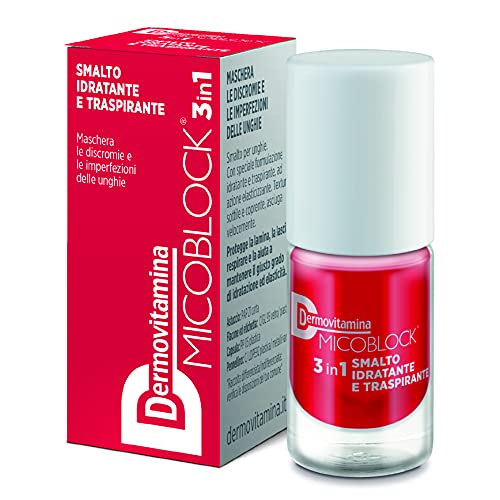 Dermovitamina Micoblock 3in1 Smalto Rosso 5 ml | Smalto ad asciugatura rapida per unghie danneggiate, con speciale formulazione idratante e traspirante, ad azione elasticizzante