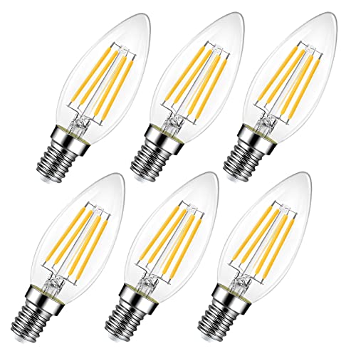 DGE Lampadine LED E14 Luce Calda, 4.7W 470 Lumen Candela Lampadario Equivalenti 60W Luminosa Risparmio Energetico Non Dimmerabile per Lampadari Applique da Parete (6 Pezzi)