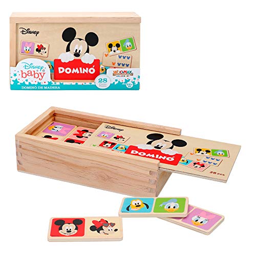 Disney – Domino in legno per bambini, gioco da tavolo per bambini 2 3 4 anni – Gioco di memoria Giochi giocattoli educativi bambini 2 anni – Gioco di stimolazione cognitiva Domino Topolino