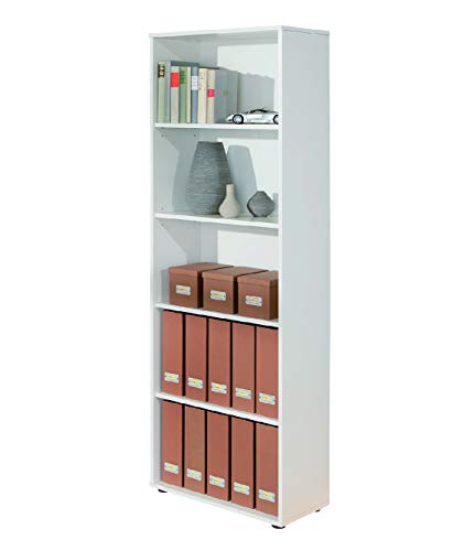 Dmora Libreria 5 Ripiani-Bianco, 60 x 180 x 30 cm