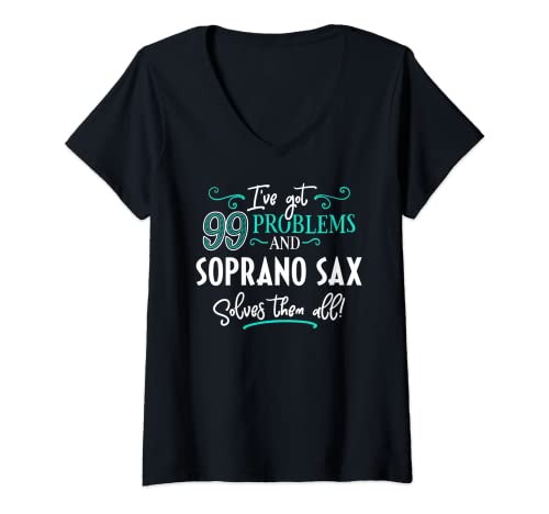 Donna Regalo di design per sax soprano - Sax soprano li risolve tutti! Maglietta con Collo a V