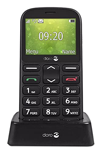 Doro 1361 Telefono Cellulare 2G Dual SIM per Anziani con Fotocamera, Pulsante d Emergenza e Base per Ricarica (Nero) [Versione Italiana]