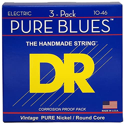 DR Strings PHR-10 Pure Blues - Corde per chitarra elettrica, 10-46, confezione da 3