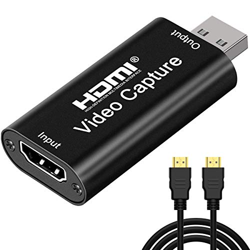 EasyULT Scheda di Acquisizione Video da HDMI a USB 2.0, Dispositivo di Acquisizione Audio HD per Diretta Registrazione Video, con Cavo di Prolunga HDMI da 1 M (Nero)