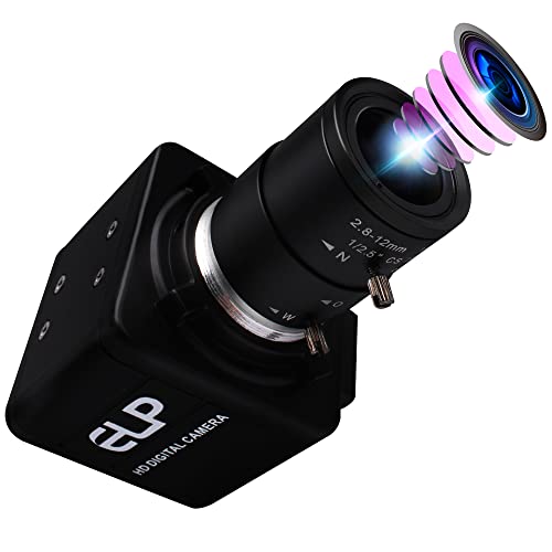 ELP Mini webcam 4K Ultra HD IMX317 grandangolare USB con obiettivo zoom 2.8-12 mm, supporto 3840x2160@30fps,2160P USB per videoconferenze per Windows Linux Raspberry Pi Mac OS