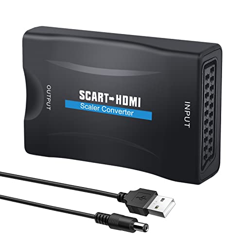 eSynic - Convertitore audio da SCART a HDMI, convertitore scaler, supporto HDMI 1080p per smartphone a HDTV STB PS3 Sky DVD Blu-ray.