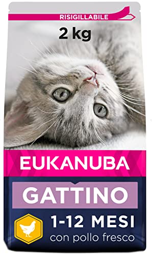 Eukanuba Alimento secco per gattini in crescita,ricca di pollo fresco, 2 kg