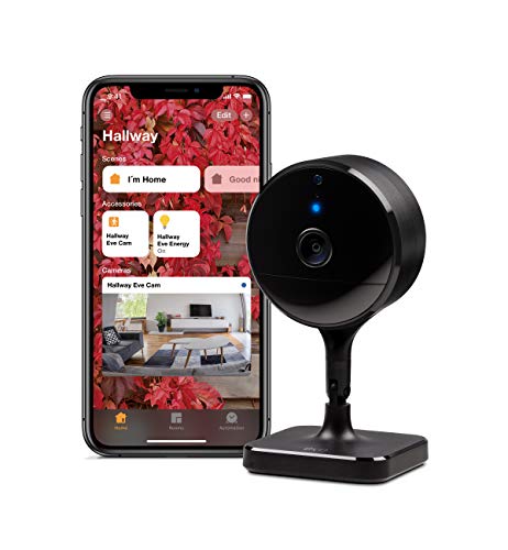 Eve Cam – Videocamera sicura per interni, privacy al 100%, funzione di Video sicuro di HomeKit, notifiche su iPhone iPad Apple Watch, sensore di movimento, microfono e altoparlante