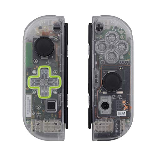 eXtremeRate Joycon Cover Impugnatura(D-pad Versione) NS Custodia Case DIY Ricambio per Nintendo Switch Switch OLED Joycon Controller con Pulsanti(NON Include Joycon)-Trasparente