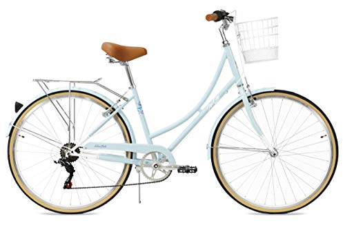 FabricBike Step City- Step City Bike da Donna, Vintage Retro Urban Bike, City Bike in Stile Olandese con deragliatore Shimano e Cestino. Sella Confortevole. (Sky Blue + Cestino)