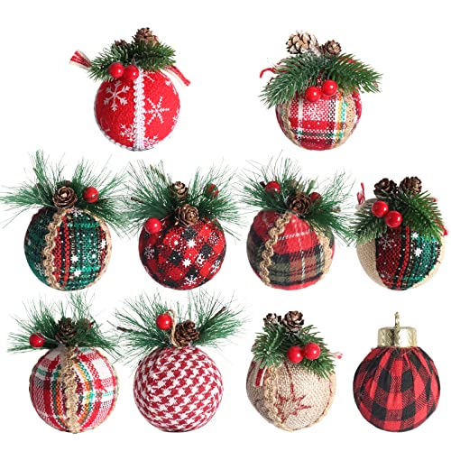 FINDIR 10 pezzi Palle per Albero di Natale in Schiuma e Tessuto Pal...