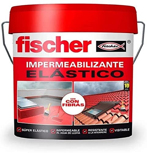 fischer - Vernice impermeabilizzante (secchio 1kg) Bianco con fibre, impermeabile ed esterno