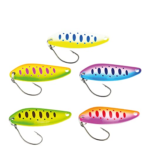 FISHN Trout Spoon Set - Lumen, Peso: 5 Grammi, Lunghezza: 4 cm, Esca Trota, Cucchiaio Trota, Esca Trota per la Pesca di trote, salmerini e persici (5 Pezzi)