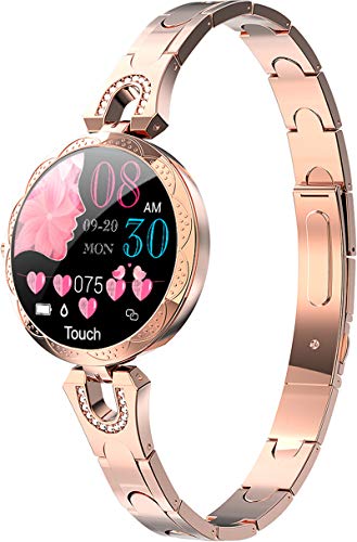 Fitness Rosegold orologio da parete donna smartwatch con frequenza cardiaca e pressione sanguigna, contapassi, calorie bruciate, con diamante