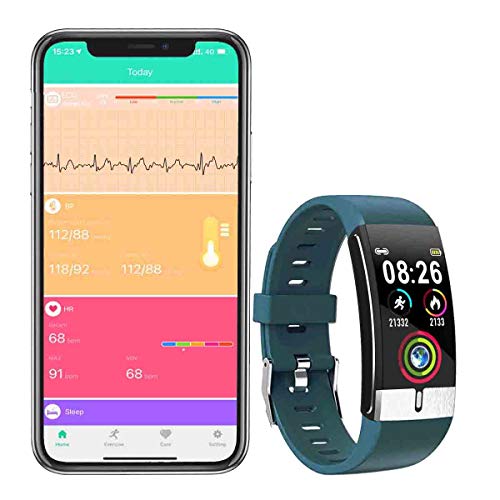 Fitness Tracker, Braccialetto Intelligente Bluetooth con Pressione Sanguigna ECG + PPG,Frequenza Cardiaca Zeerkeer Tracker da Polso con Contapassi Monitor del Sonno per Uomo Donna