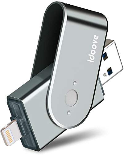 Flash Drive USB per iPhone e iPad memory stick - 128 GB - USB 3.0 - Adattatore di archiviazione esterno ad espansione per iOS PC MAC e Windows PC grigio Grey