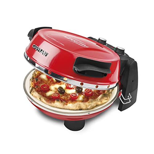 G3 Ferrari G10032 Pizzeria Snack Napoletana, Forno Pizza Plus EVO, Doppia Pietra Refrattaria (diametro 31 cm), 1200 W, Timer 5 , Ricettario incluso, Rosso