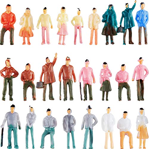 Gejoy 100 Pezzi Personaggi Figurine Modellini di Treni in plastica architettonica Personaggi Personaggi Piccoli Personaggi seduti e in Piedi per Scene in Miniatura, Scala 1:75