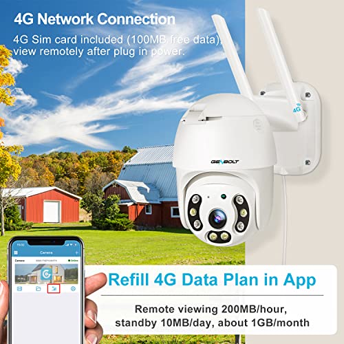 GENBOLT [DC&POE] 3G 4G LTE Telecamera SIM Esterno, Videocamera Sorv...