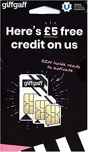 Giffgaff, SIM Card tripla 2G 3G 4G, pagamento a consumo, con £5 di credito gratis (all attivazione)
