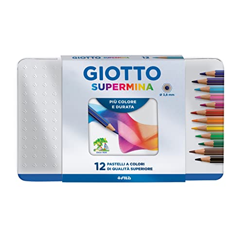 Giotto 236700 - Supermina Scatola Metallo 12 Pastelli Colorati