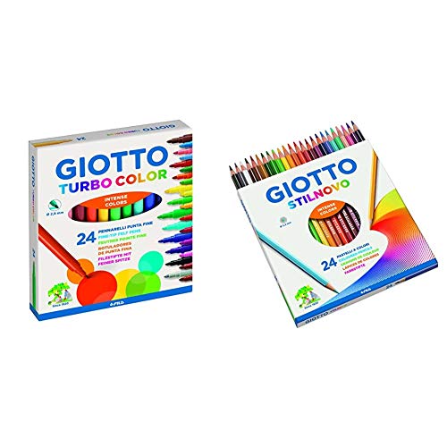 Giotto, 24 Pennarelli Giotto Turbo & Giotto Stilnovo Pastelli Colorati In Astuccio 24 Colori