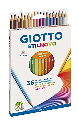 Giotto Stilnovo Pastelli Colorati In Astuccio 36 Colori, Multicolore, 13 X 1.6 X 22 Cm