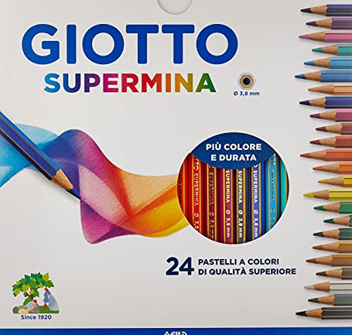 GIOTTO Supermina - Astuccio da 24 Matite a Pastello Colorate, 3.8mm