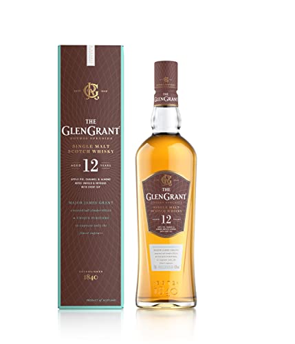 Glen Grant Single Malt - Whisky Scozzese, Invecchiato 12 Anni con Piacevole Aroma di Frutta e Mandorla, 43% Vol, Bottiglia in vetro da 700ml