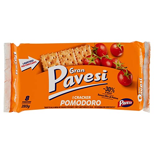 Gran Pavesi Cracker al Pomodoro, Senza Olio di Palma - 8 pacchetti (280g)