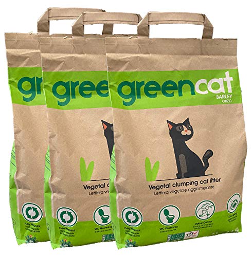 Greencat lettiera per gatti a base d orzo (3 x 6 litri) tot. 7,20 kg