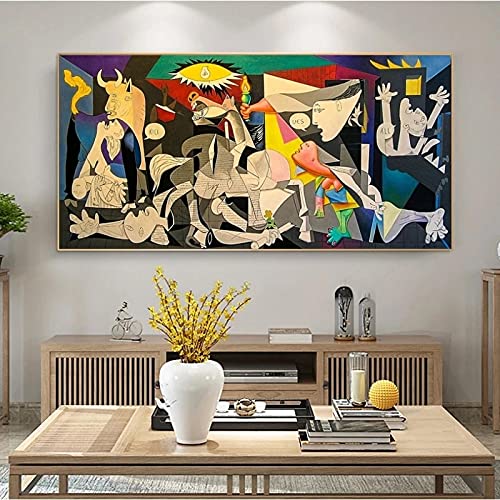 Guernica di Picasso Riproduzioni di dipinti su tela Wall Art Canvas Poster e stampe Picasso Pictures for Home Decor 90x180cm (35  x70 ) Senza cornice